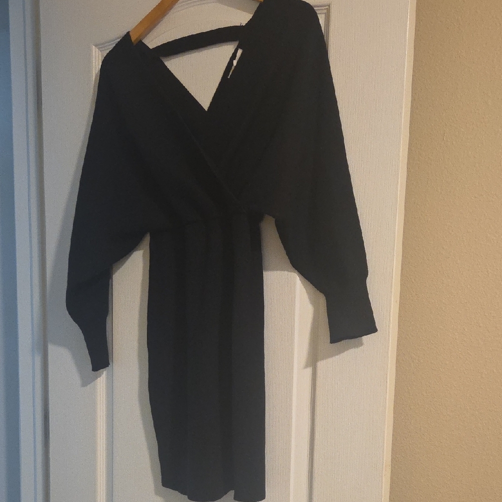 Black Gianni Bini Long Sleeve Breathable Sweater Dress